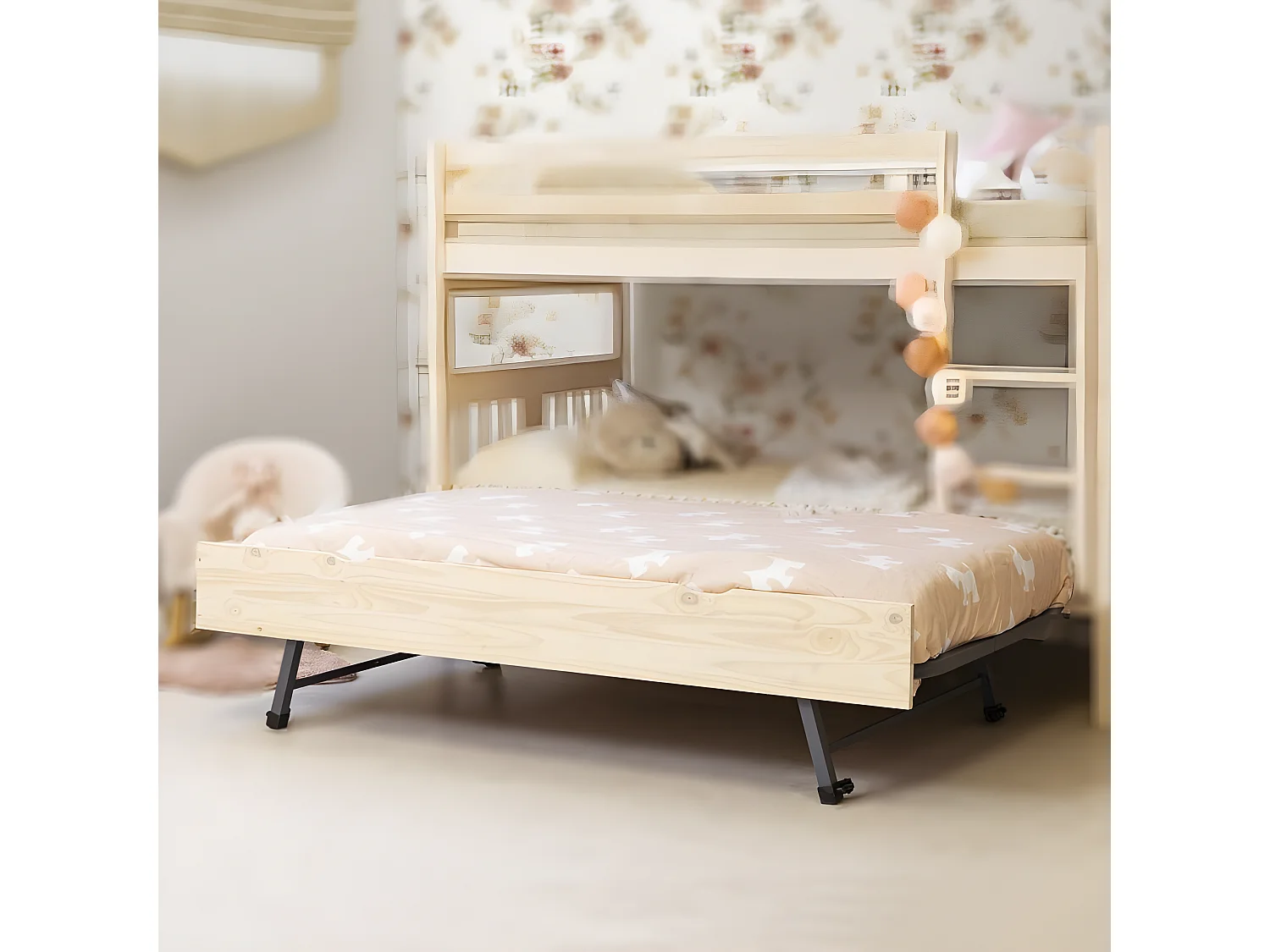 Cama de arrastre elevable madera pino 90x190cm