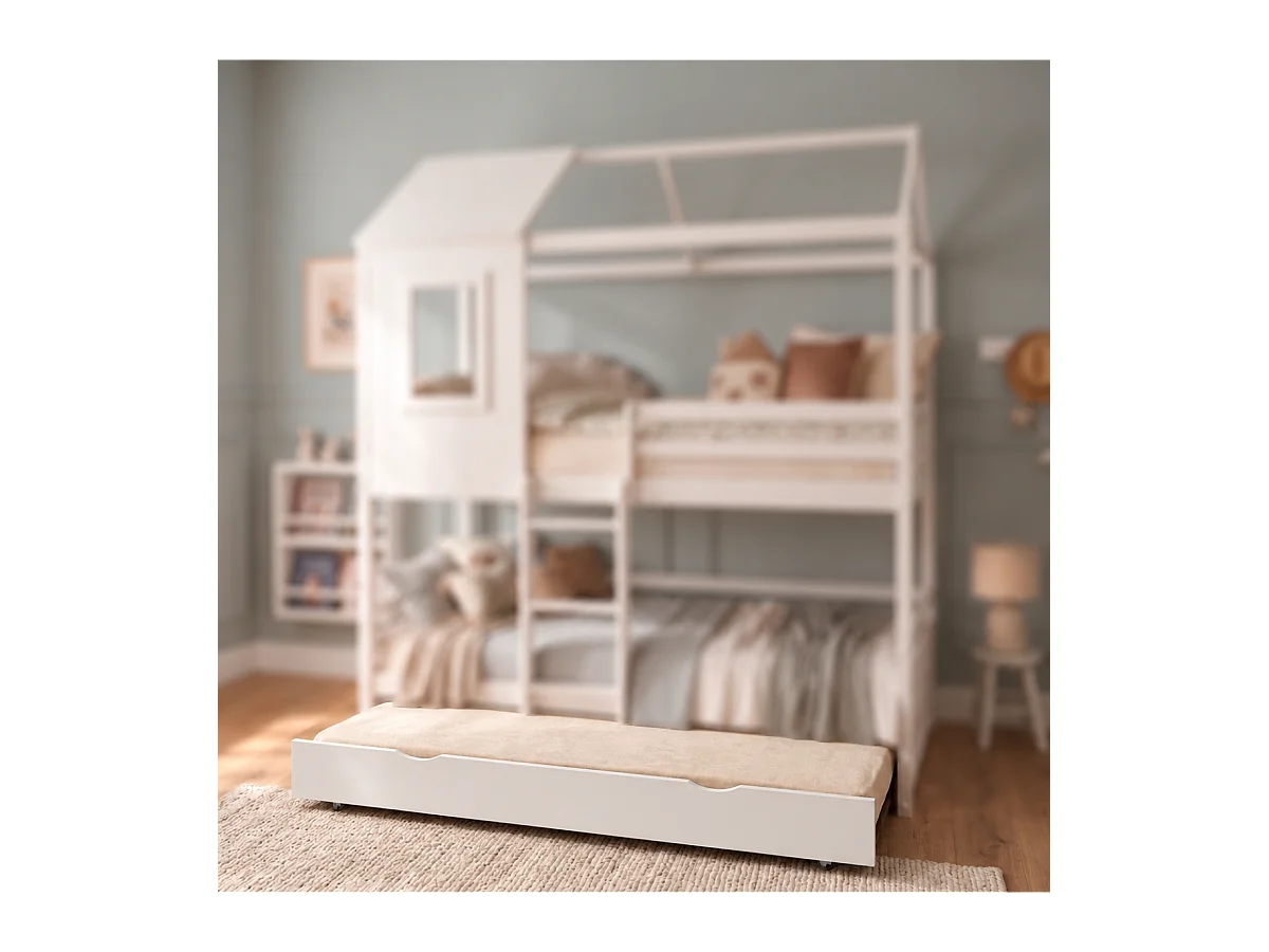 Cama de arrastre elevable mdf blanco 90x190cm