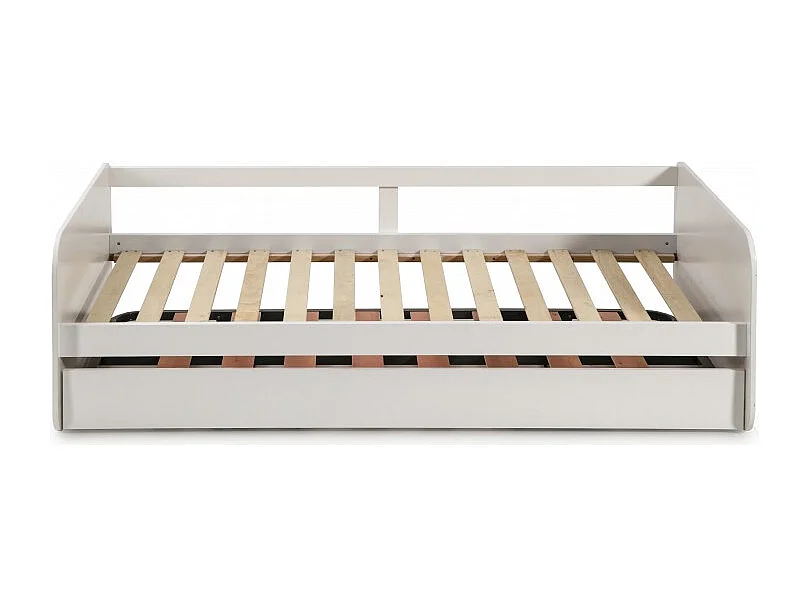 Lit + lit pieds pliants MDF blanc 90x190cm