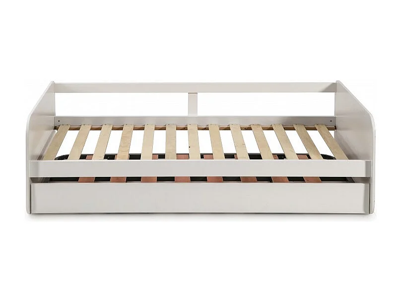 Lit + lit pieds pliants MDF blanc 90x190cm