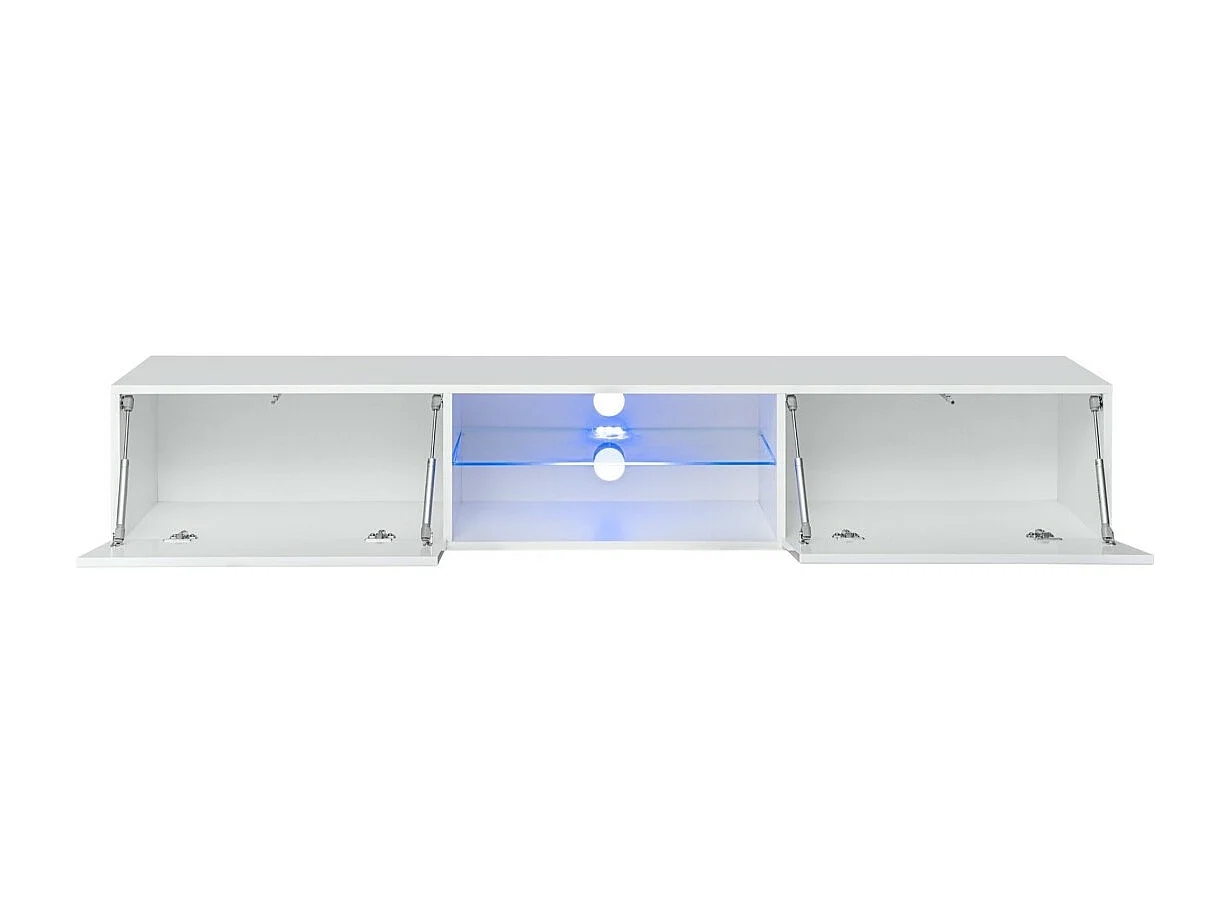 Mueble para TV suspendido de 180 cm con 2 puertas y nichos iluminados colección SWITCH. Mueble en color blanco.
