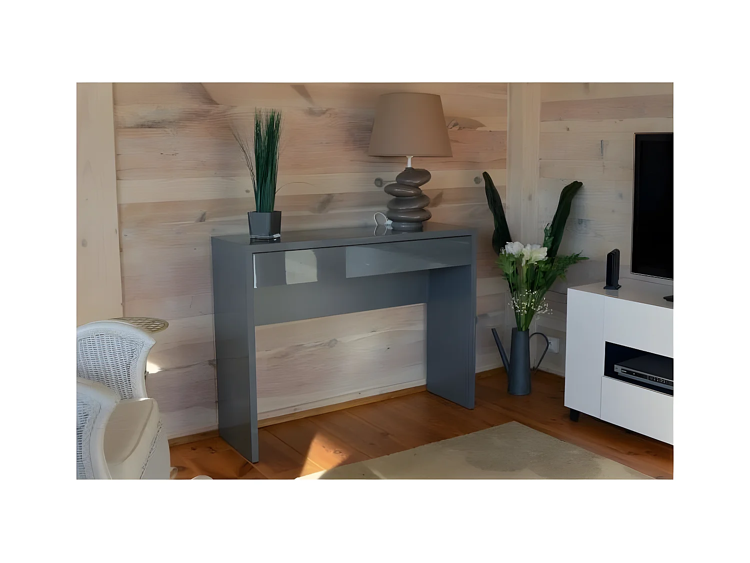 Console LOVY – Bois avec Pieds en Métal Noir