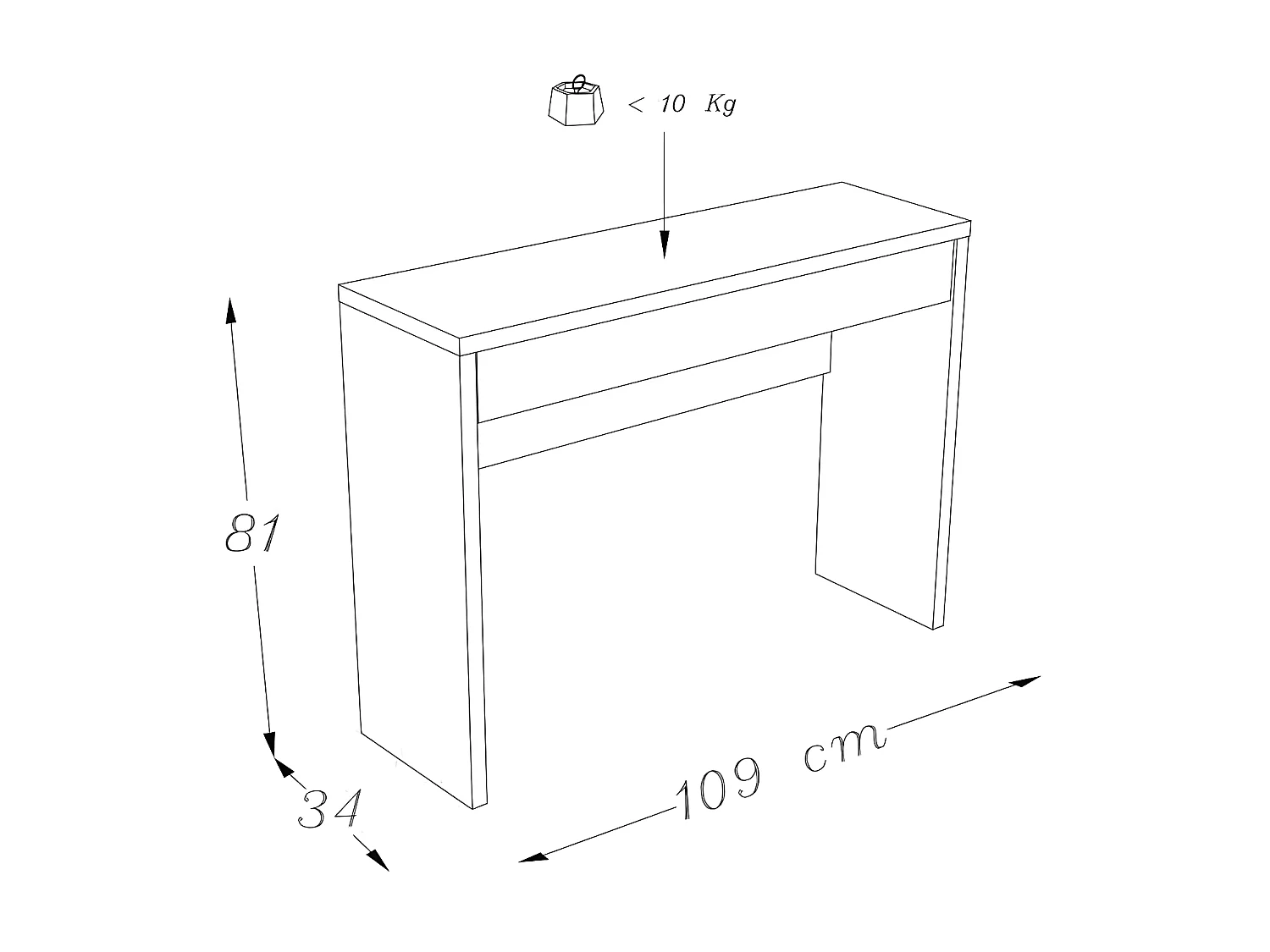 Console LOVY – Bois avec Pieds en Métal Noir