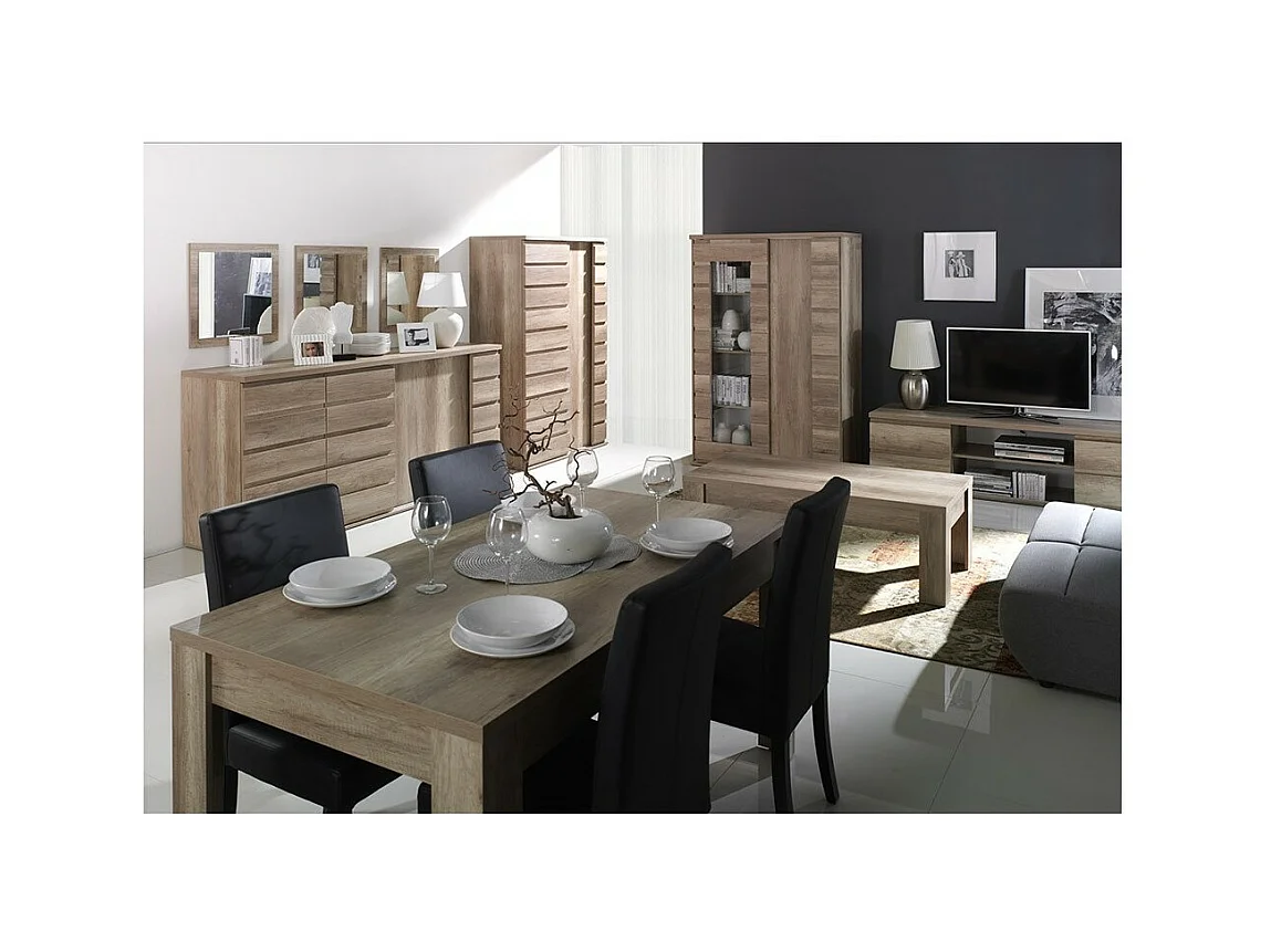 Meuble TV MIRO - 2 niches - Coloris chêne - 165 x 52 x 55 cm