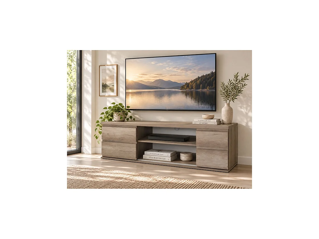 TV-meubel MIRO - 2 vakken - Eikenkleur - 165 x 52 x 55 cm