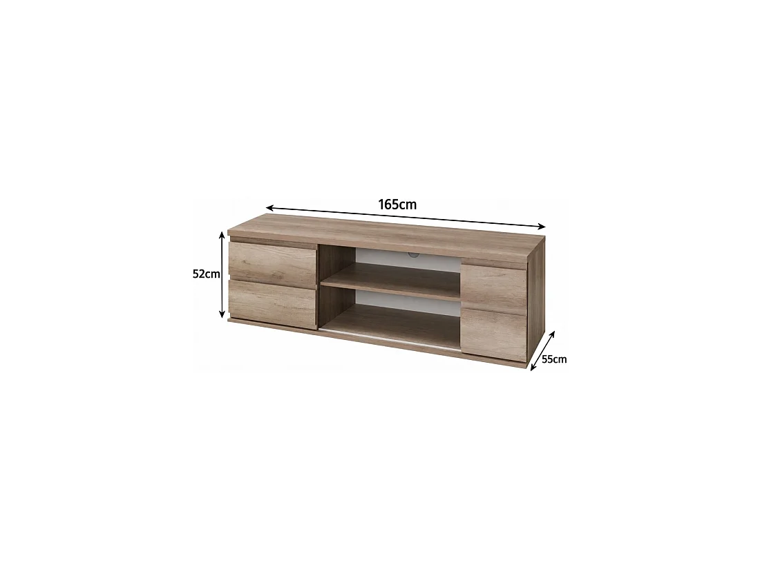 TV-meubel MIRO - 2 vakken - Eikenkleur - 165 x 52 x 55 cm