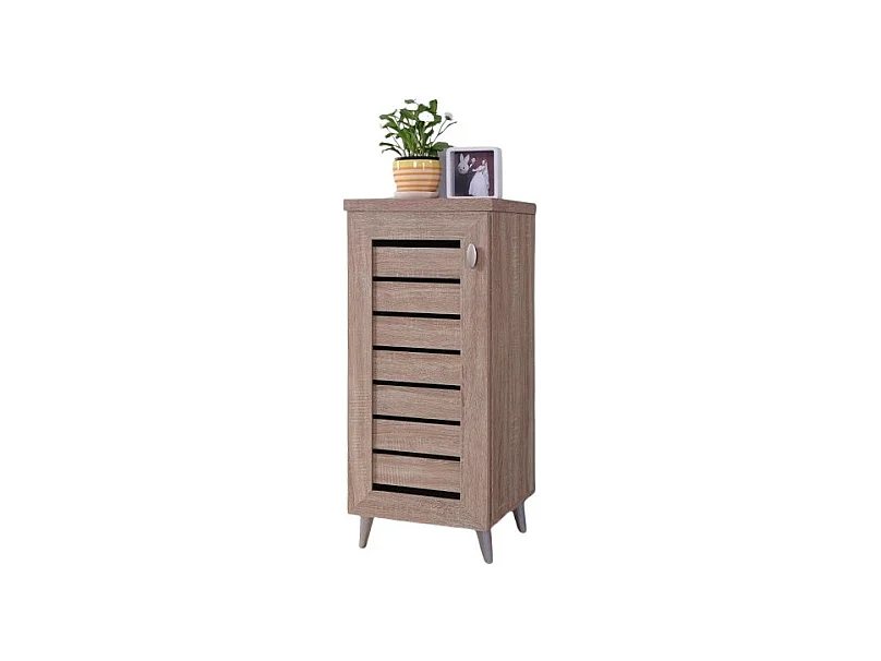 Meuble de rangement pour votre entrée ALANYA avec porte ajourée, couleur chêne Sonoma.