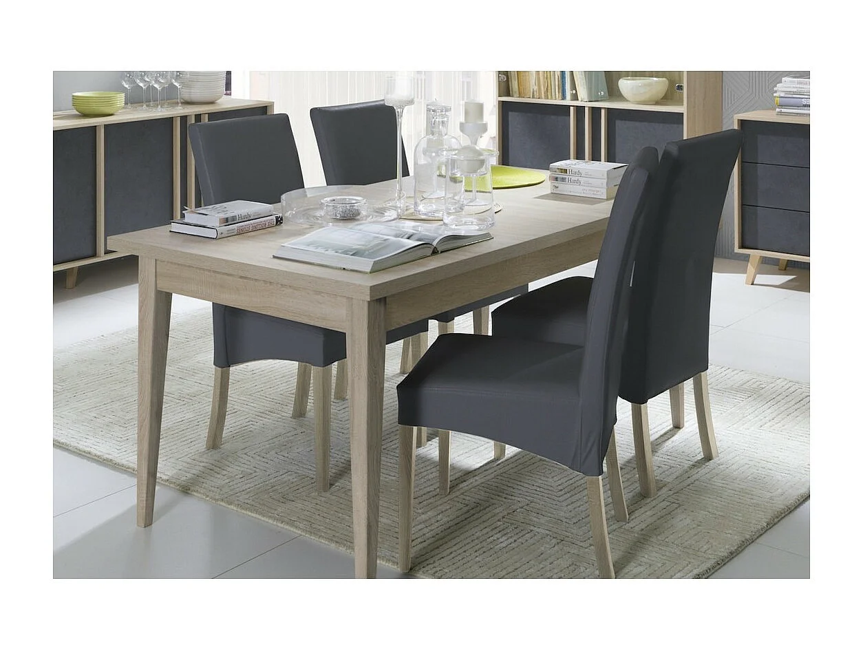 Mesa MALMO 160 cm color roble Sonoma – Para 6 personas