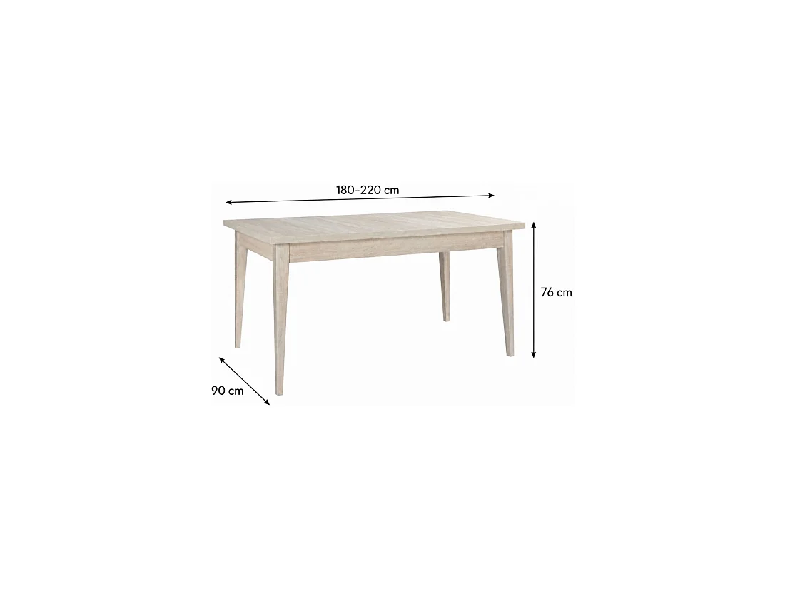 Table à manger extensible MALMO 180 à 220 cm – Chêne clair