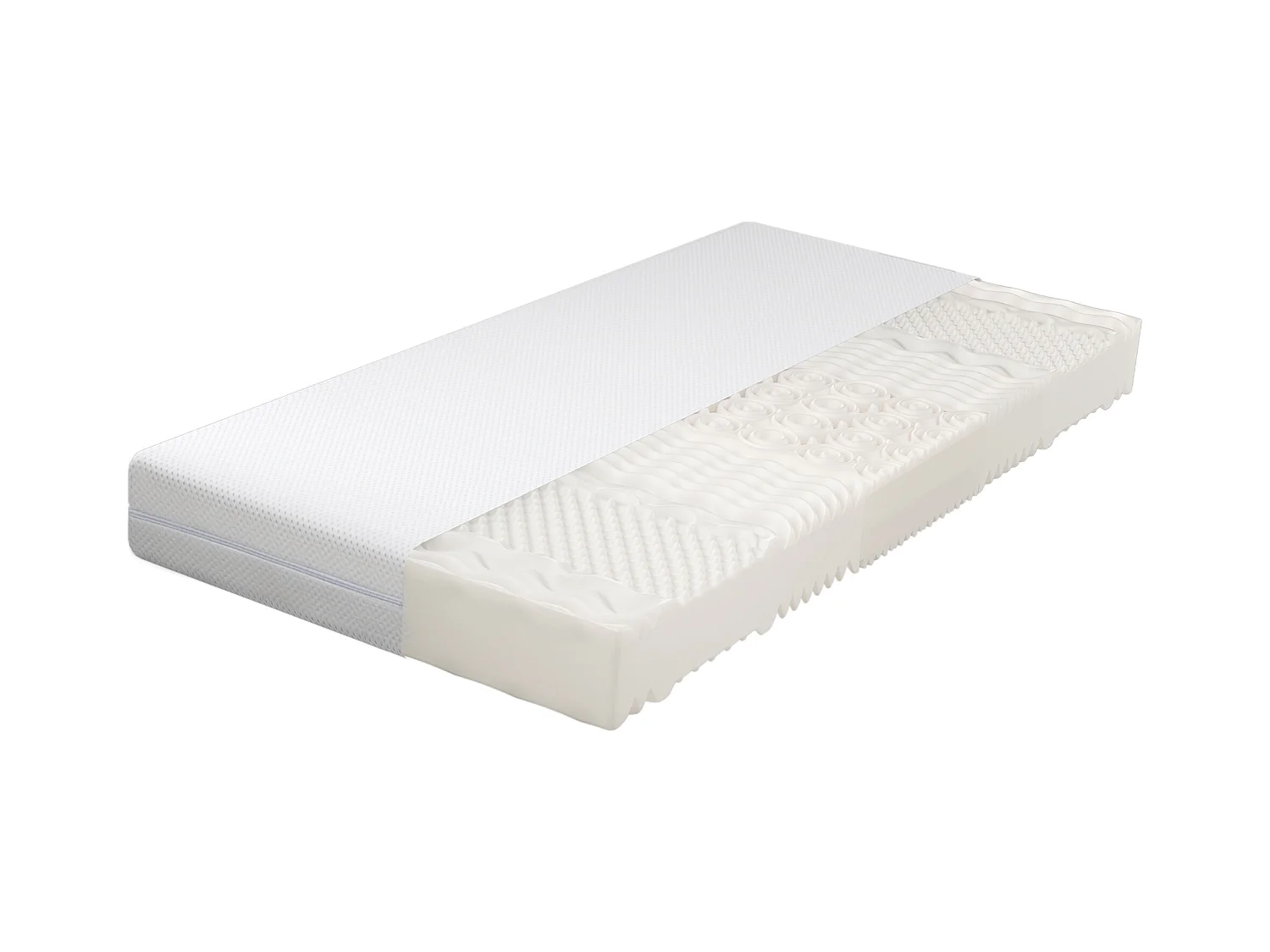 Matelas 90x200 cm mousse ép.20cm - dureté H3&H2 - en fibres lavable - Blanc