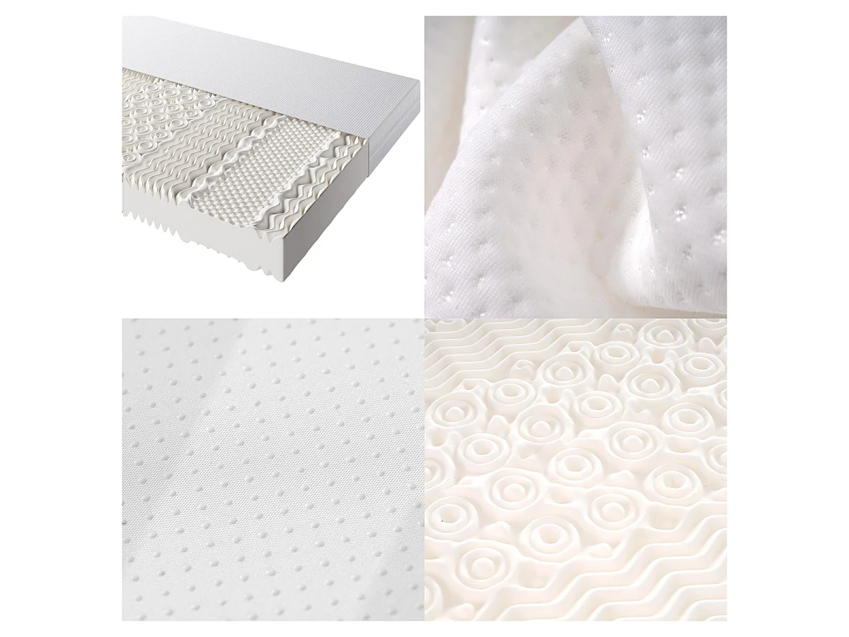 90x200 cm schuimmatras, dikte 20cm - hardheid H3&H2 - in wasbare vezels - Wit