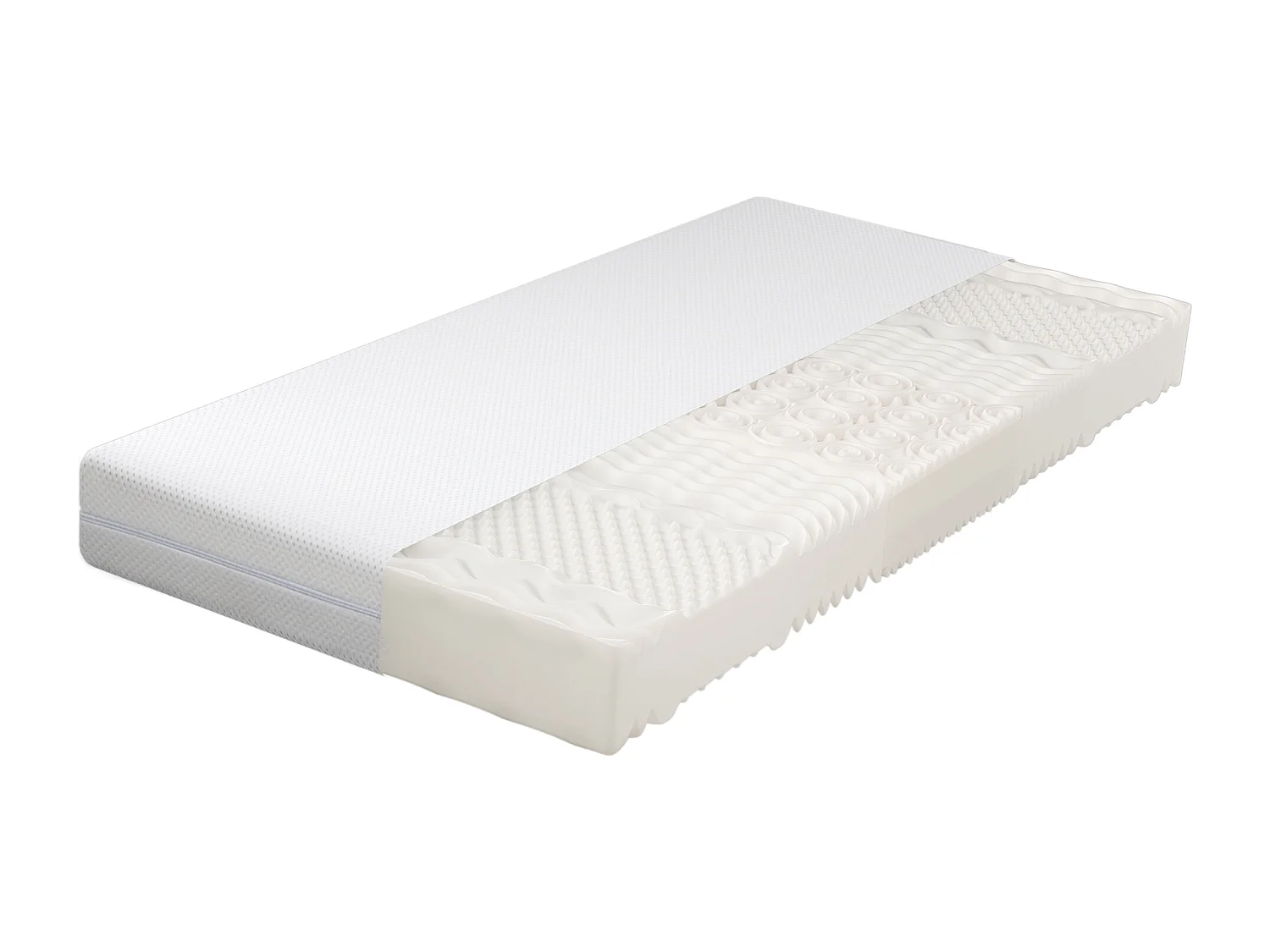 Materac 160x200 cm pianka gr. 20 cm - twardość H3&H2 - z włókien do prania - Biały