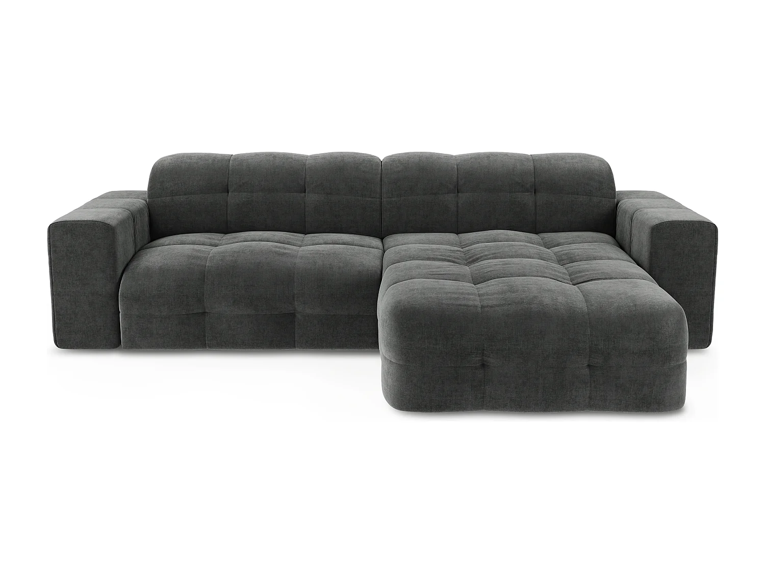 Canapé angle droit 5 places velours gris graphite 230cm