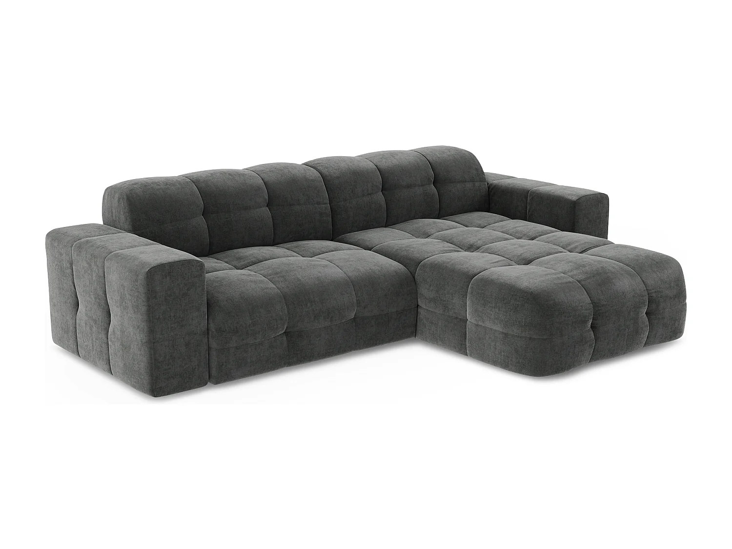 Canapé angle droit 5 places velours gris graphite 230cm