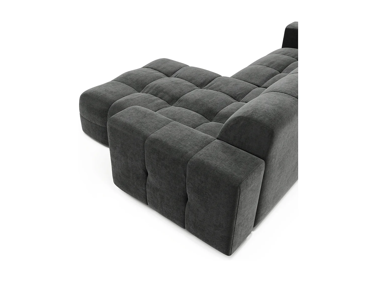 Canapé angle droit 5 places velours gris graphite 230cm