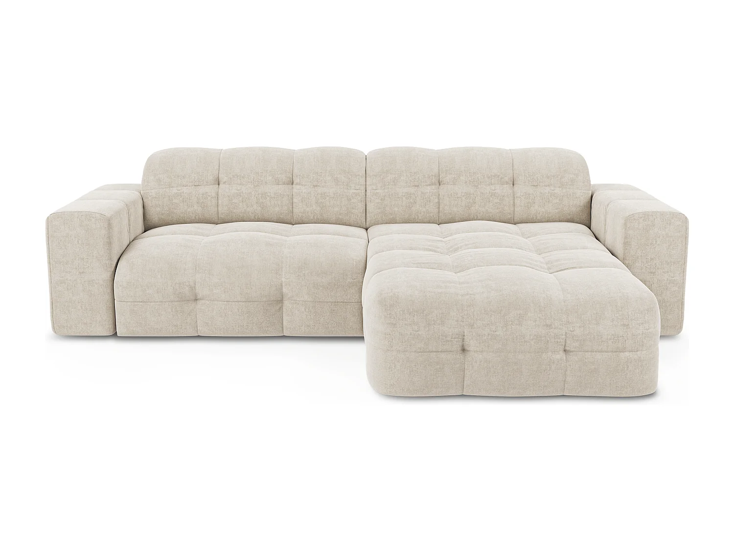 Canapé angle droit 5 places velours crème 230cm