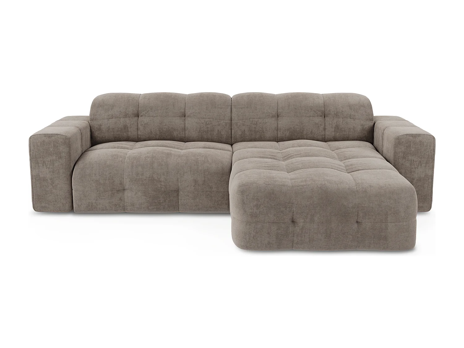 Canapé angle droit 5 places velours taupe 230cm