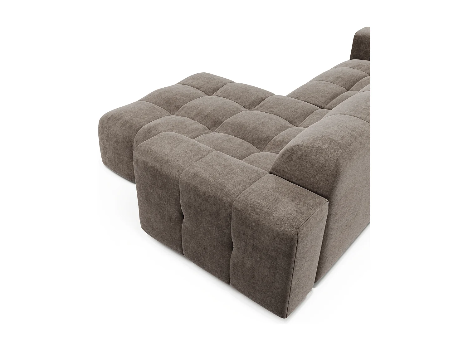 Canapé angle droit 5 places velours taupe 230cm