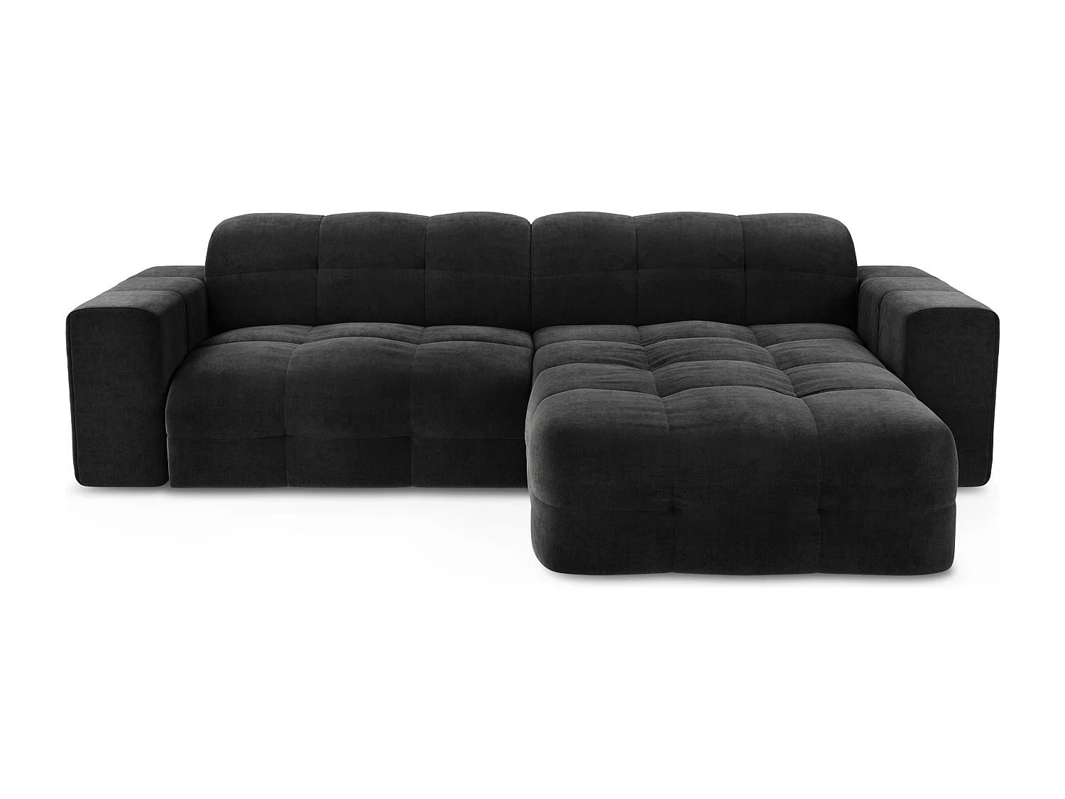 Canapé angle droit 5 places velours noir 230cm