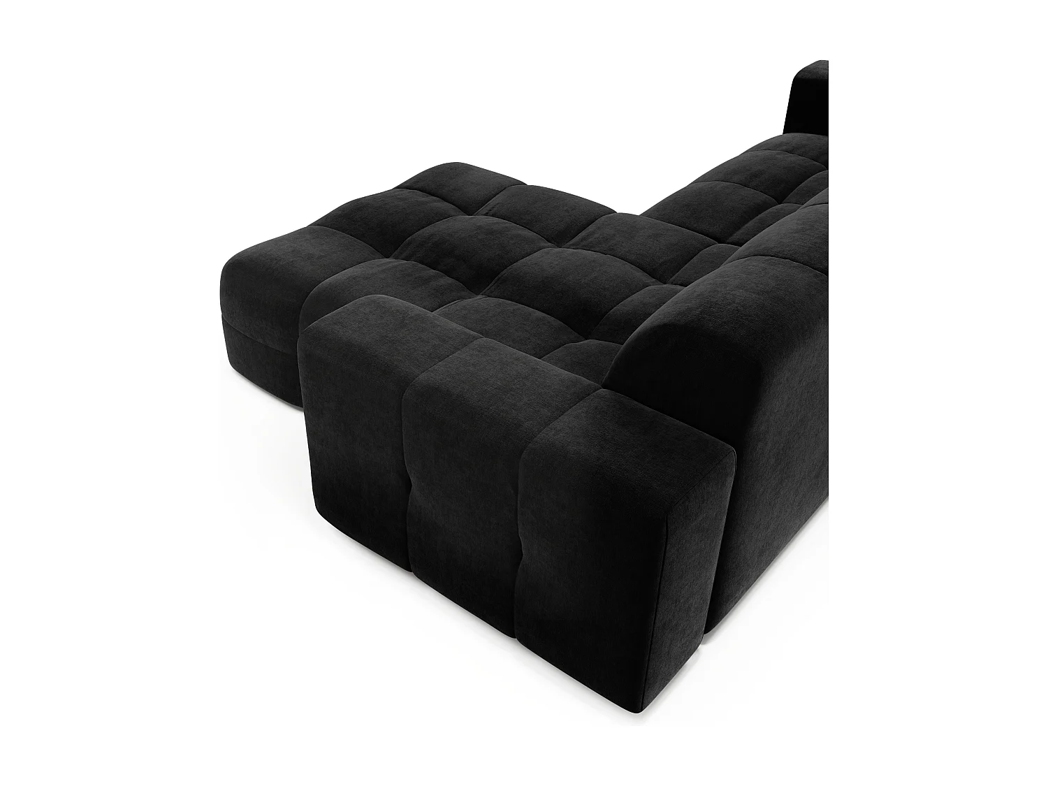 Canapé angle droit 5 places velours noir 230cm