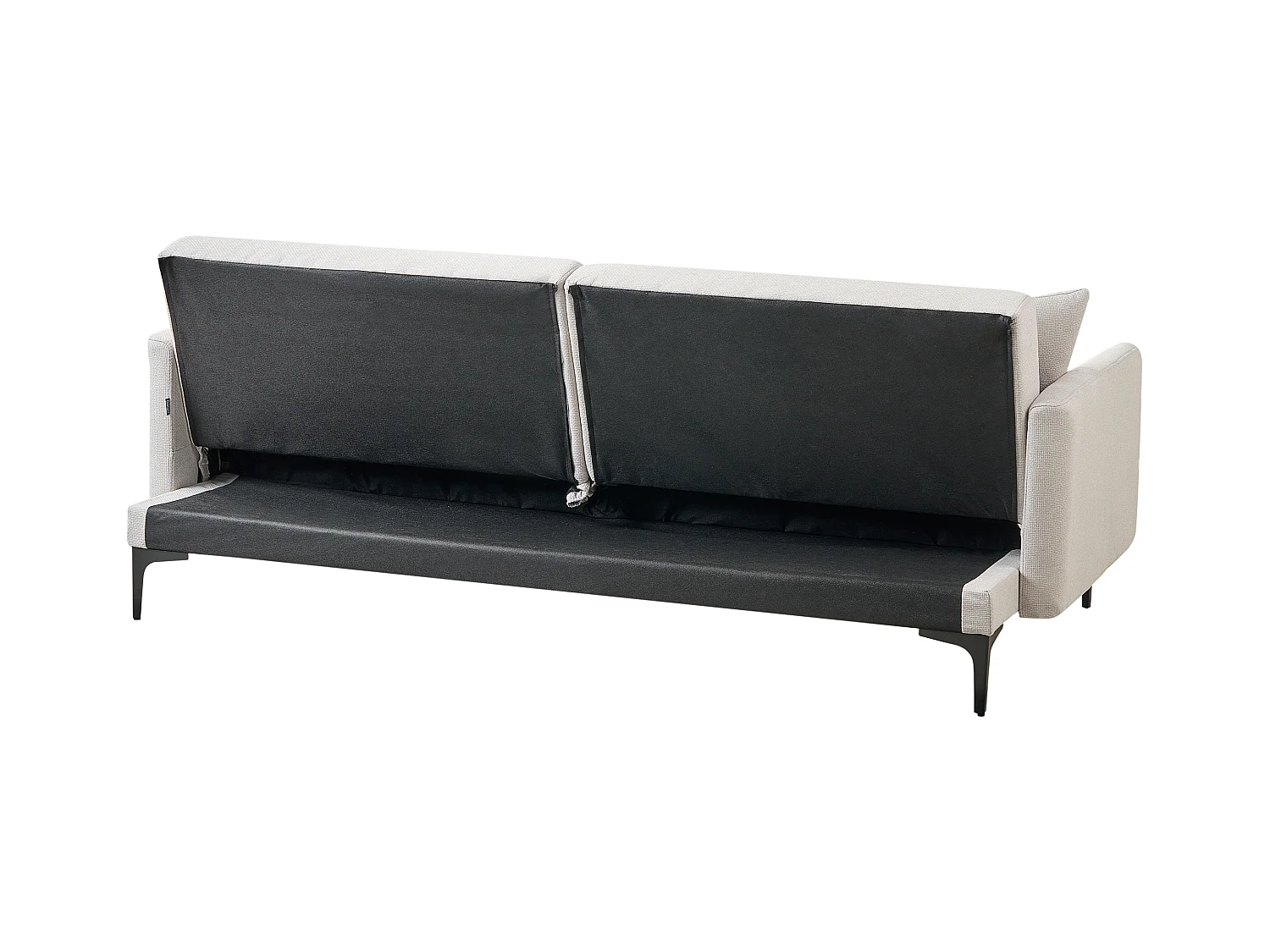 3-Sitzer Schlafsofa Stoff beige gesteppt mit Metallbeinen schwarz 2 Kissen Lucan