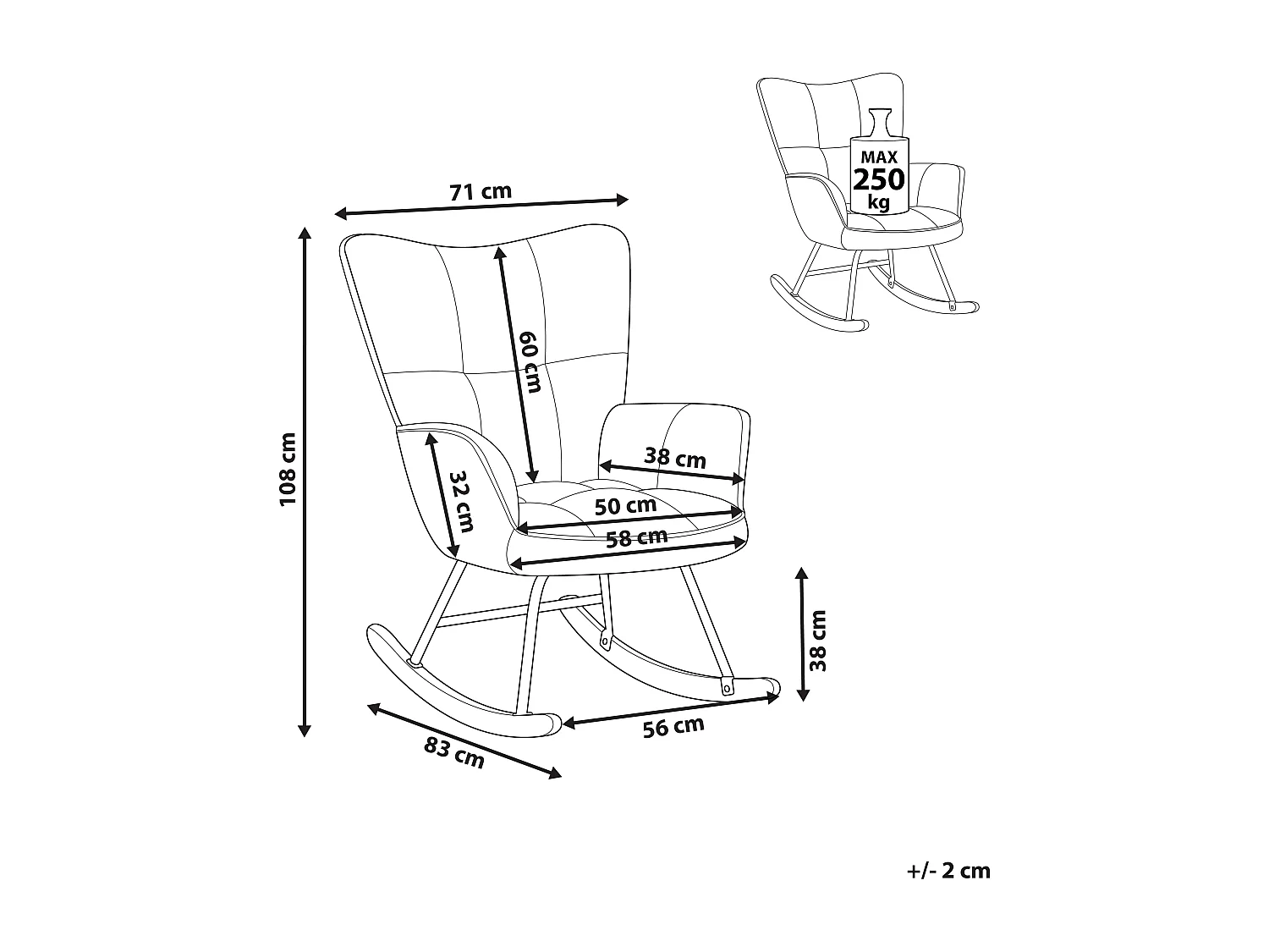 Schommelstoel OULU Stof Bruin