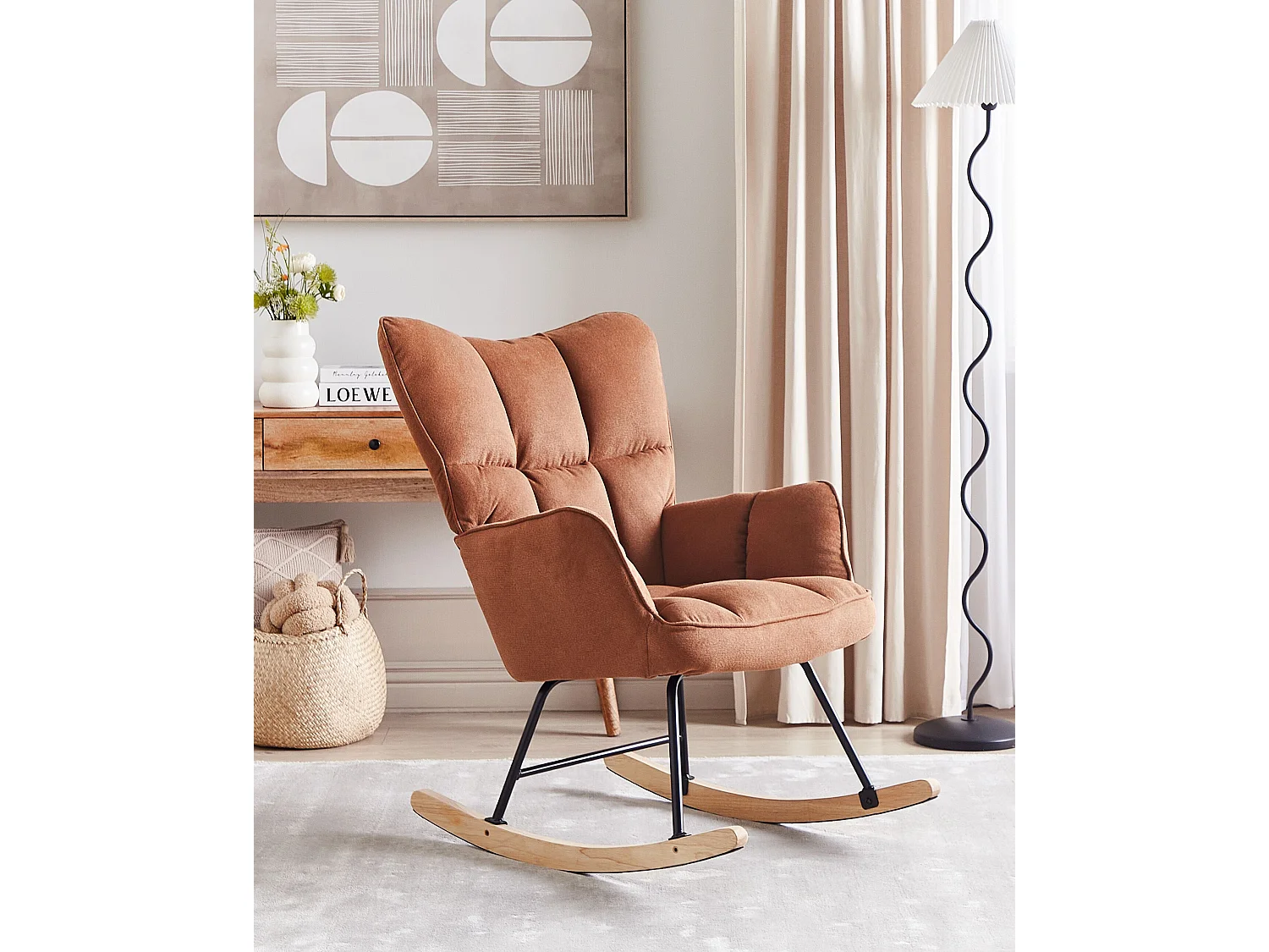 Rocking Chair OULU Fabric Brown