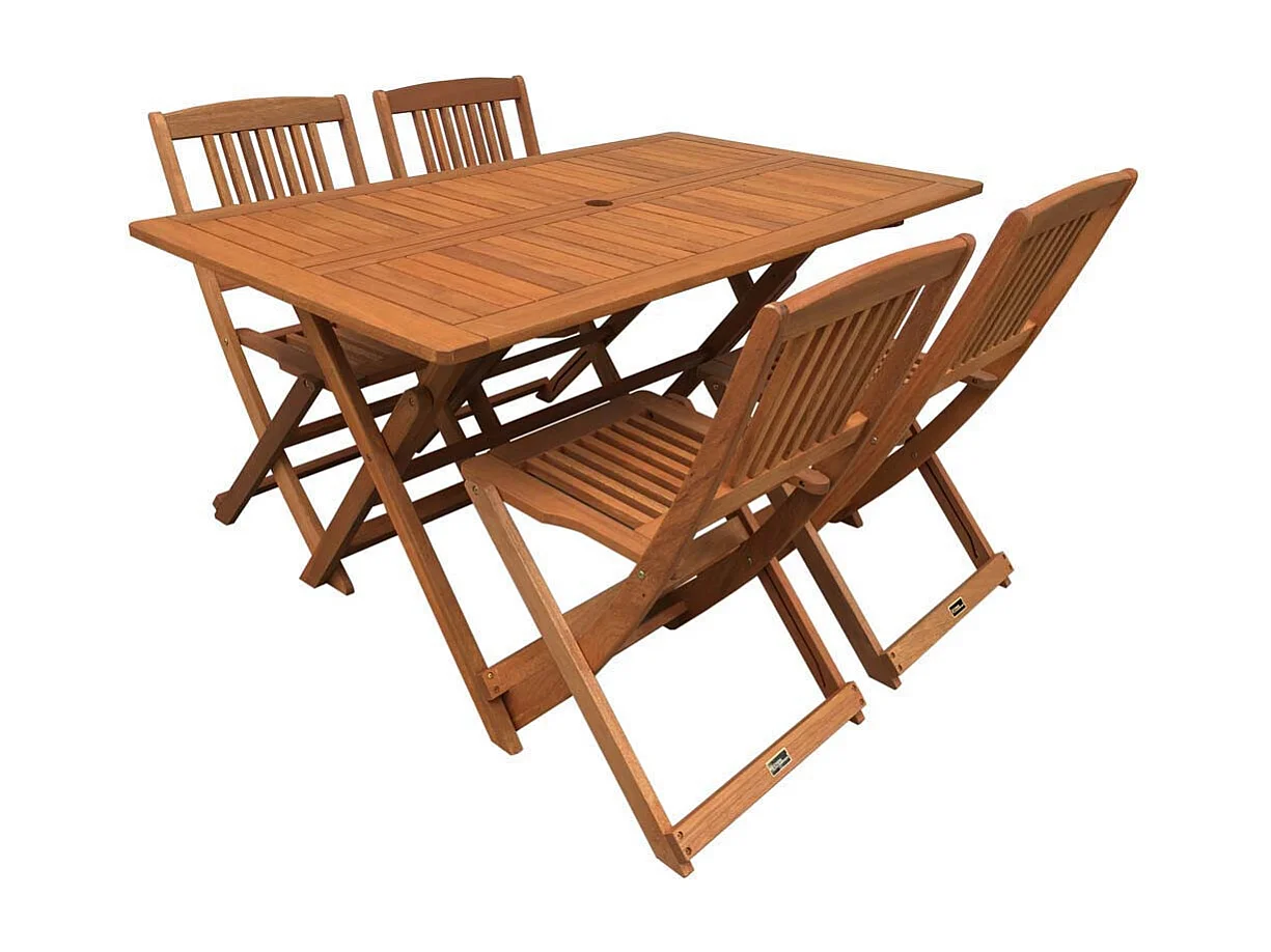 Salon de jardin repas "Hongkong 4" - Maple - Marron clair