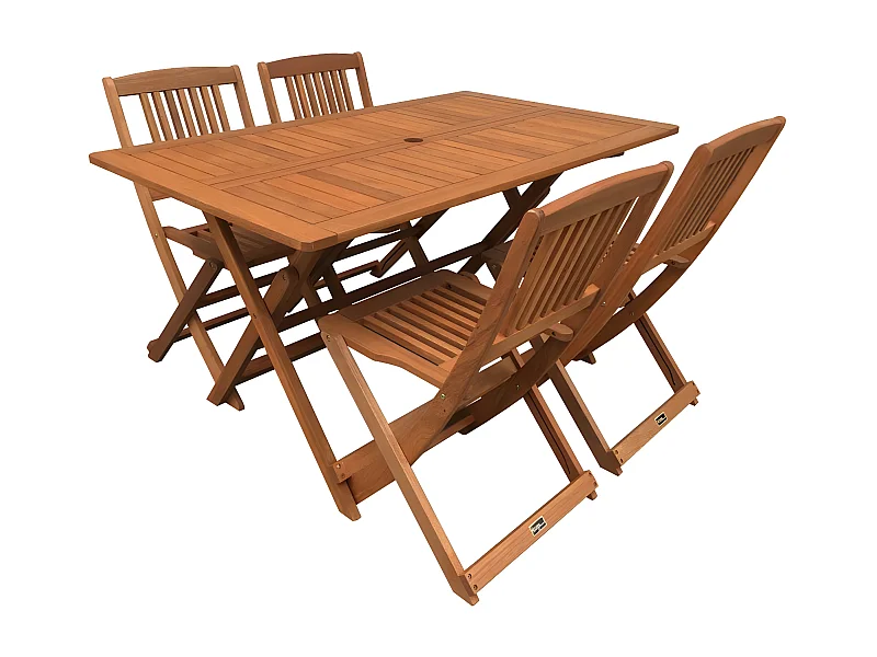 Salon de jardin repas "Hongkong 4" - Maple - Marron clair