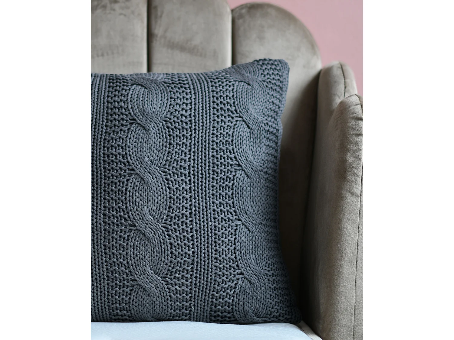 Lot de 2 coussins décoratifs CONSTYLIS Coton 45 x 45 cm Gris foncé Unicolore