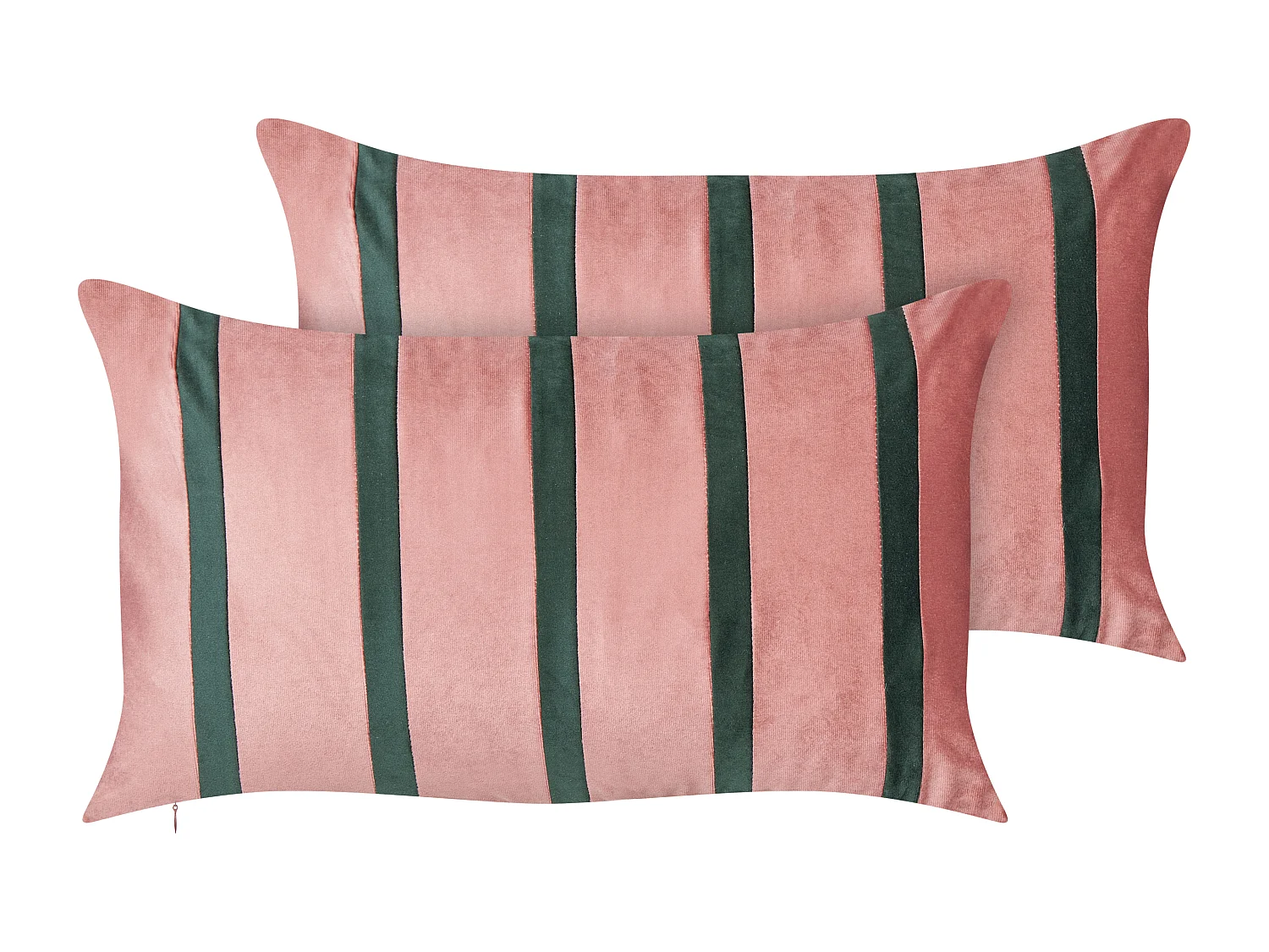 Set di 2 cuscini CRODYLINE Velluto 35 x 60 cm Rosa A strisce