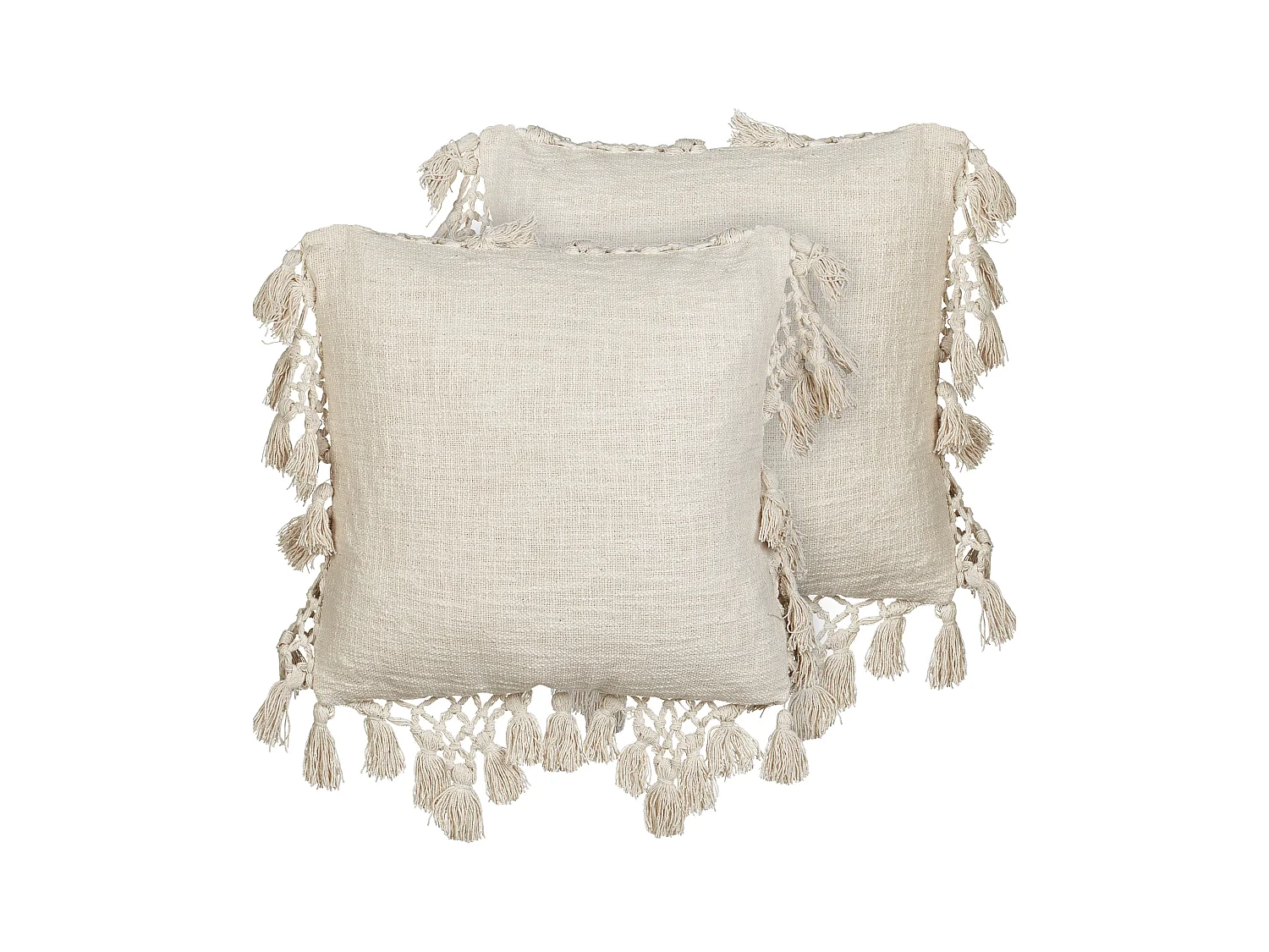 Set van 2 decoratieve kussens OLEARIA Katoen 45 x 45 cm Beige Effen