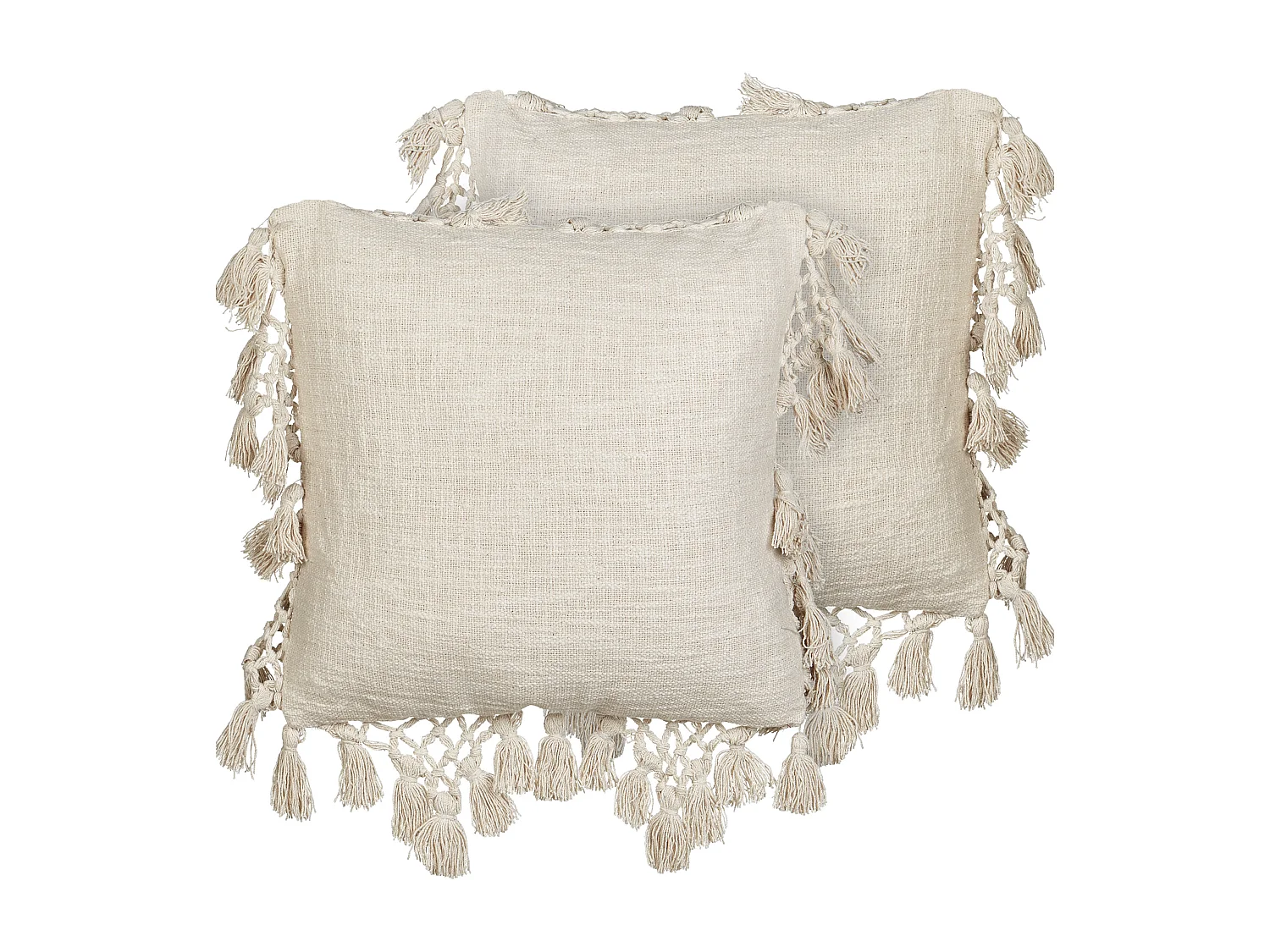 Set di 2 cuscini OLEARIA Cotone 45 x 45 cm Beige Tinta unita