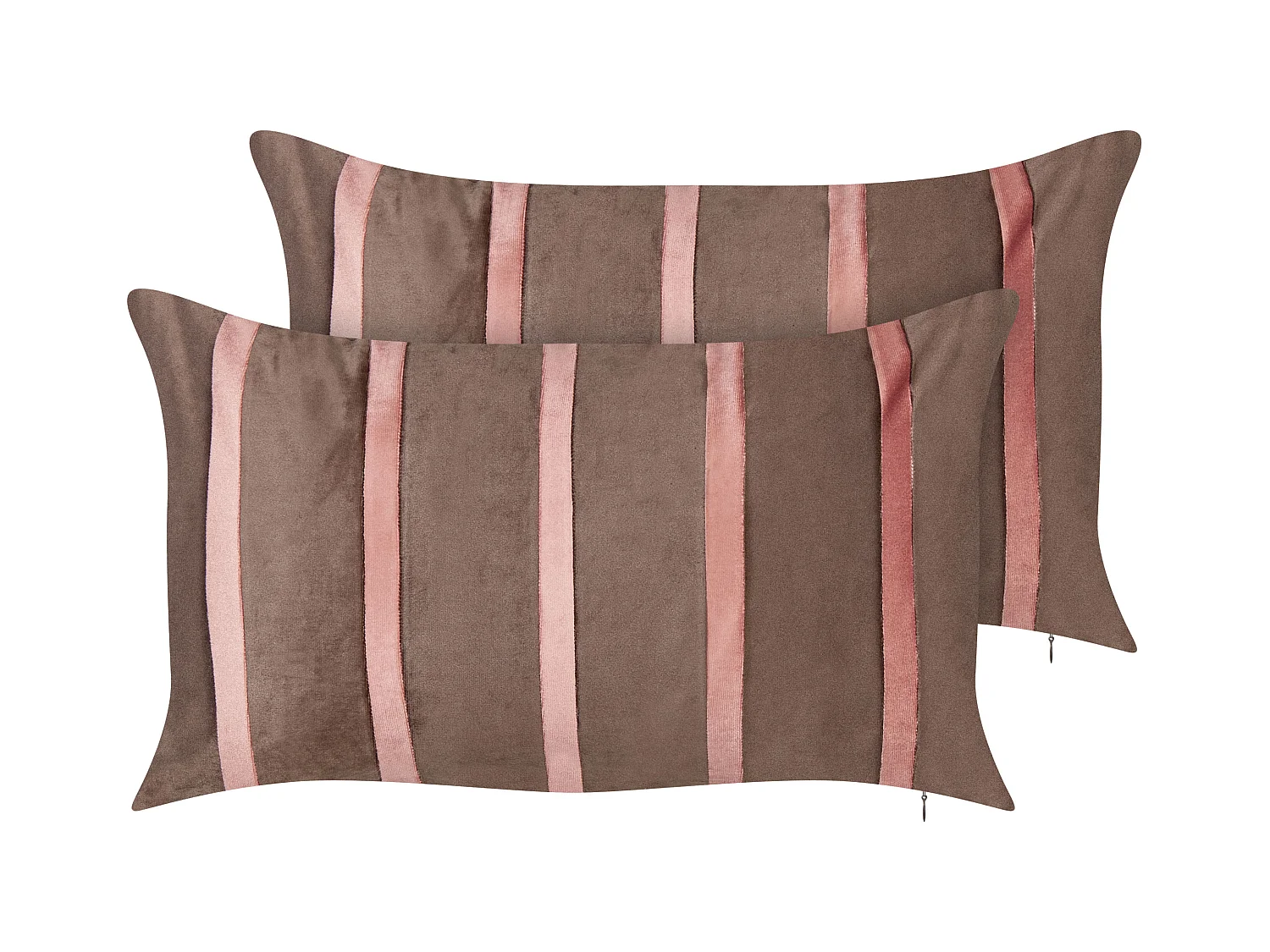 Set van 2 decoratieve kussens CRODYLINE Fluweel 35 x 60 cm Bruin Gestreept
