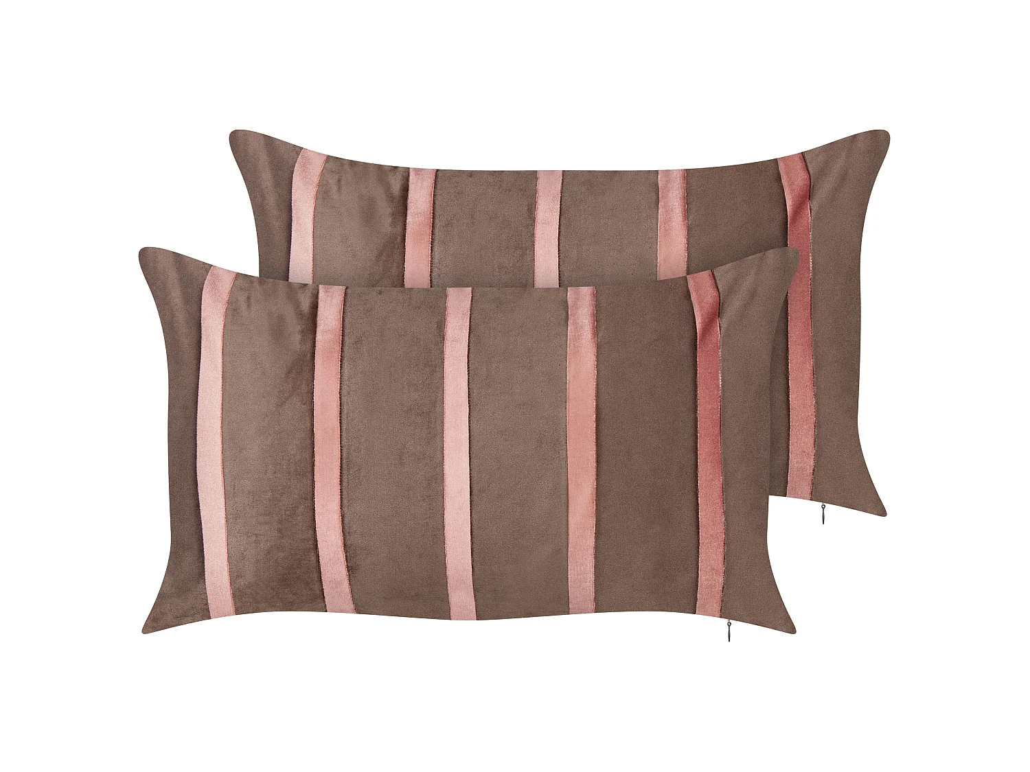 Lot de 2 coussins décoratifs CRODYLINE Velours 35 x 60 cm Marron À rayure