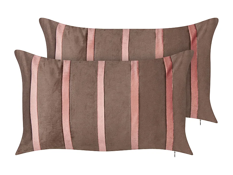 Dekokissen 2er Set beige einfarbig quadratisch 60x60 cm mit Biese modern Lapsana