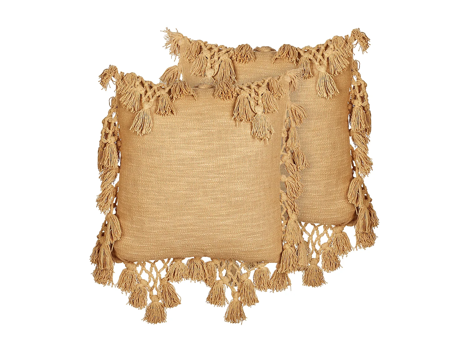 Lot de 2 coussins décoratifs OLEARIA Coton 45 x 45 cm Beige sable Unicolore