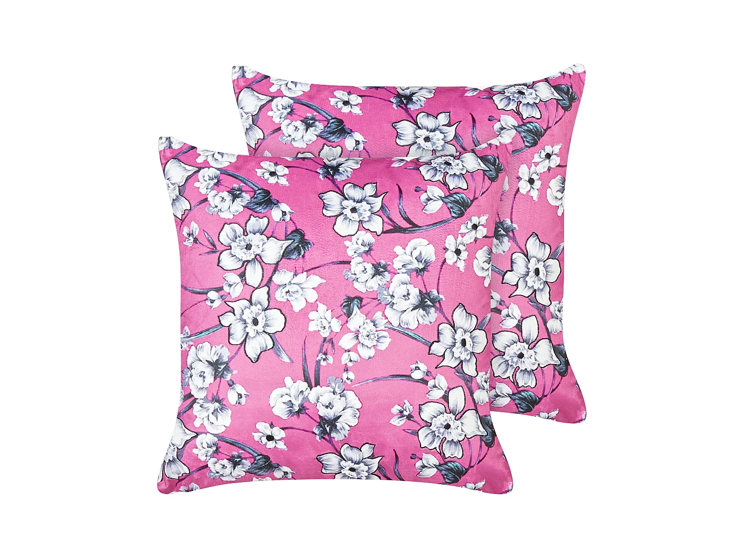 Lot de 2 coussins décoratifs KOELERIA Velours 45 x 45 cm Rose fushia Motif floral