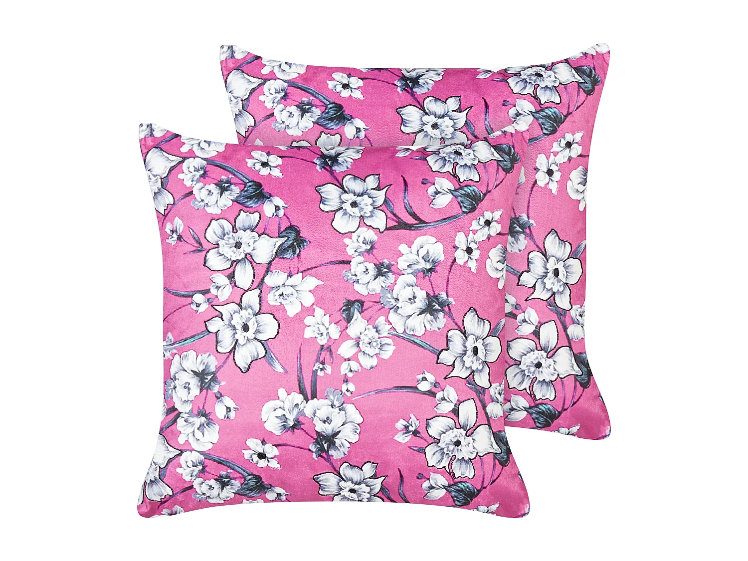 Lot de 2 coussins décoratifs KOELERIA Velours 45 x 45 cm Rose fushia Motif floral