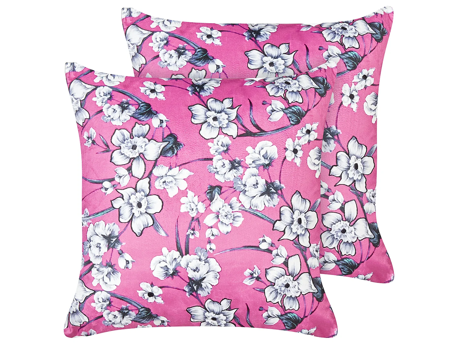 Conjunto de 2 almofadas decorativas KOELERIA Veludo 45 x 45 cm Fucsia Padrão floral