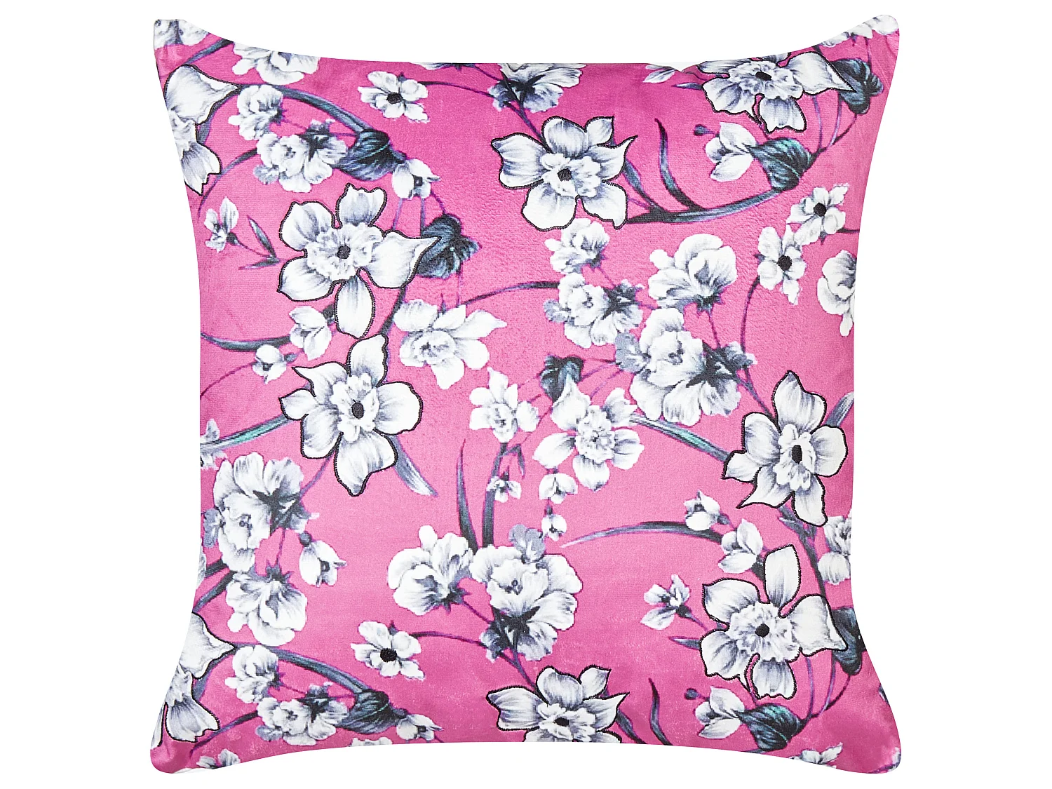 Conjunto de 2 almofadas decorativas KOELERIA Veludo 45 x 45 cm Fucsia Padrão floral
