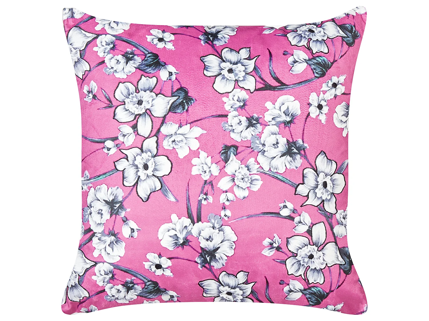 Lot de 2 coussins décoratifs KOELERIA Velours 45 x 45 cm Rose fushia Motif floral