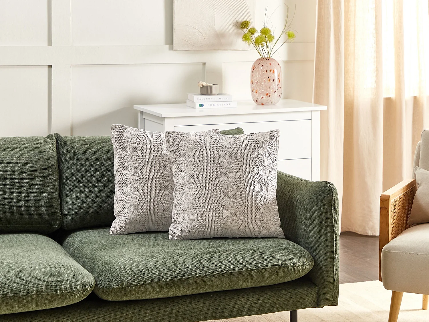 Conjunto de 2 almofadas decorativas CONSTYLIS Algodão 45 x 45 cm Taupe Sólido