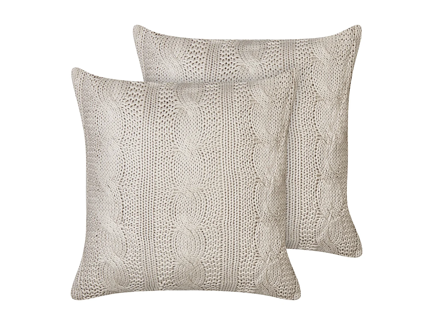 Dekokissen 2er Set beige einfarbig quadratisch 60x60 cm mit Biese modern Lapsana