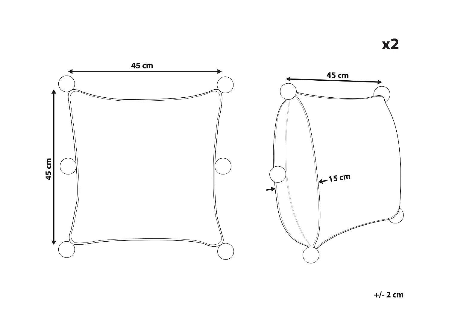 Dekokissen 2er Set OCOTEA Baumwolle 45 x 45 cm Grau Ohne Muster