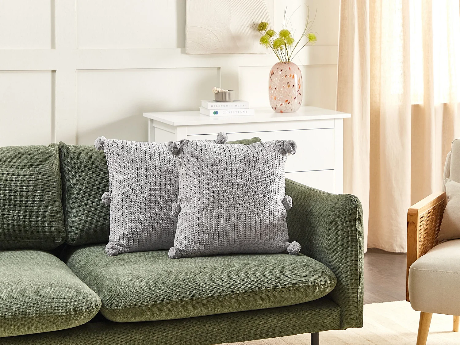 Zestaw 2 poduszek dekoracyjnych OCOTEA Bawełna 45 x 45 cm Szary Jednolity