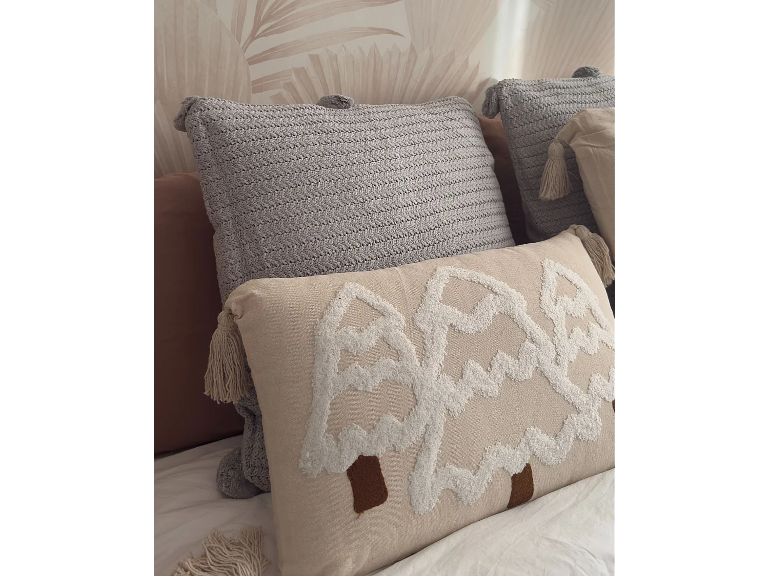 Dekokissen 2er Set OCOTEA Baumwolle 45 x 45 cm Grau Ohne Muster