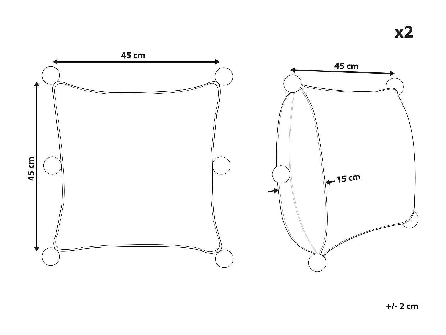 Set di 2 cuscini OCOTEA Cotone 45 x 45 cm Grigio Tinta unita