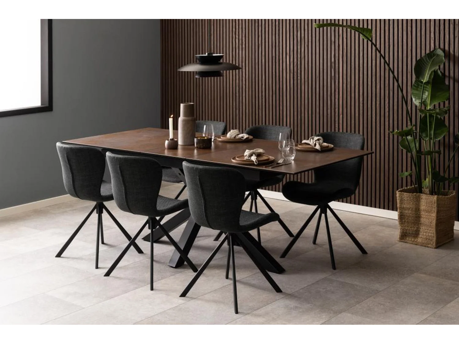 Heaven table de salle à manger 90x168/210cm avec 1 plateau supplémentaires marron.