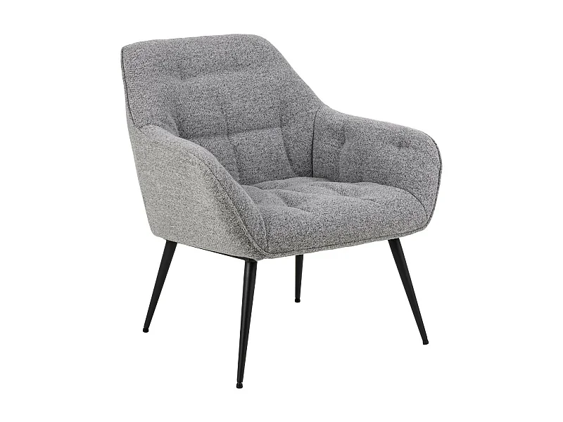 Fauteuil en tissu gris piétement oblique en métal noir - SAMY
